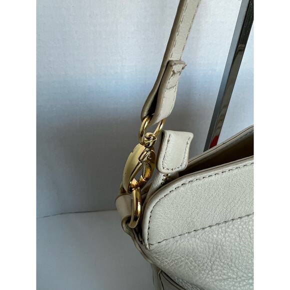 EMMA FOX Crossbody Pebble Cream Orange Pebble Leather Shoulder Bag Purse - Picture 7 of 15